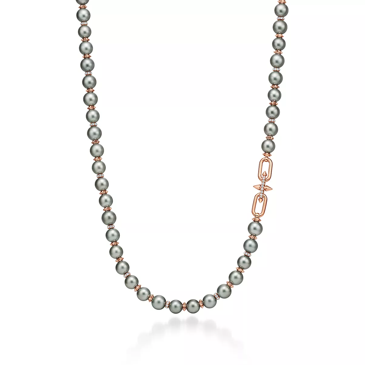 Tahitian Pearl Necklace in Gold with Diamonds