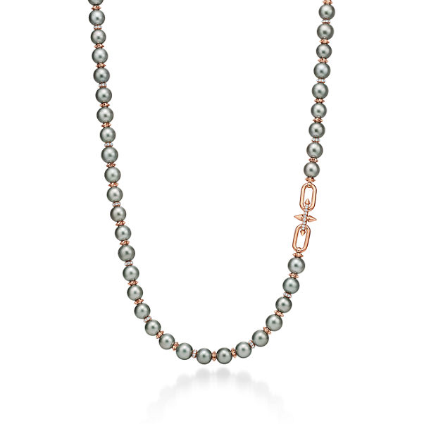 Tiffany Titan by Pharrell Williams:Tahitian Pearl Necklace in Gold with Diamonds