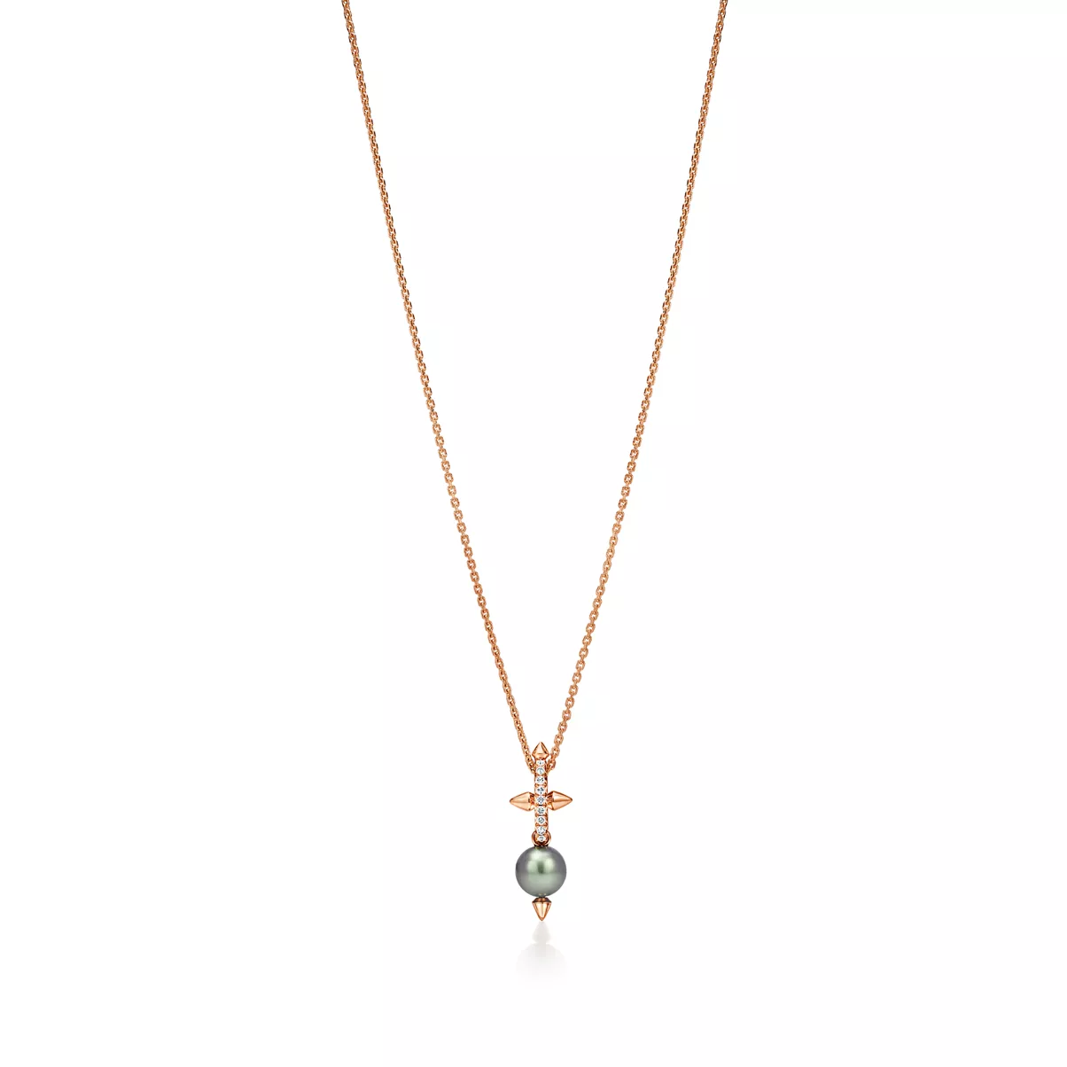 Tahitian Pearl Pendant in Gold with Diamonds