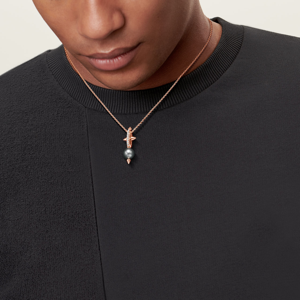 Tiffany Titan by Pharrell Williams:Tahitian Pearl Pendant in Gold with Diamonds image number 2