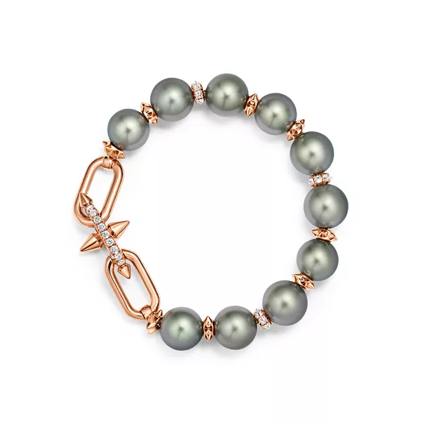 Tahitian Pearl Bracelet in Gold with Diamonds