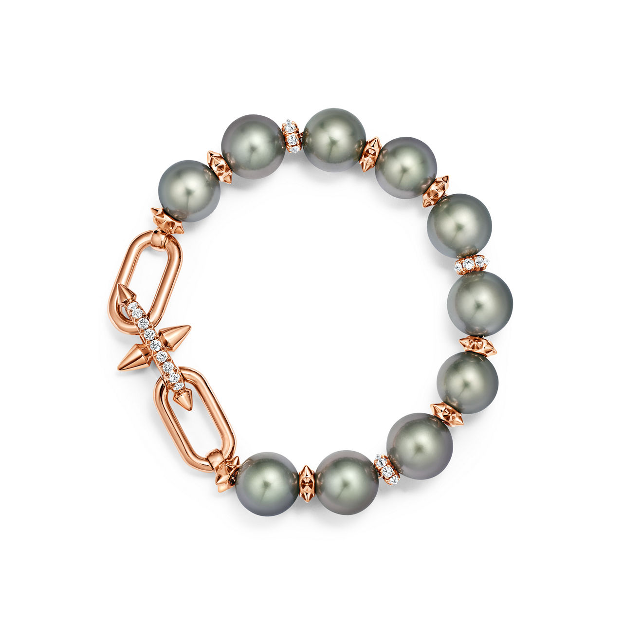 Tahiti-Perlenarmband in Gold mit Diamanten