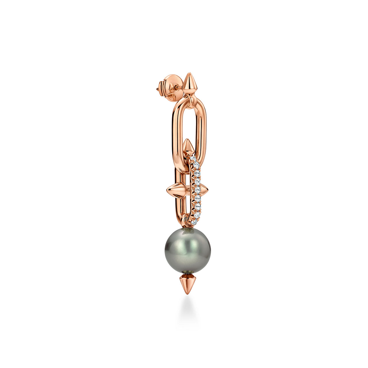 Tiffany Titan by Pharrell Williams:Tahitian Pearl Earrings in Gold with Diamonds image number 2