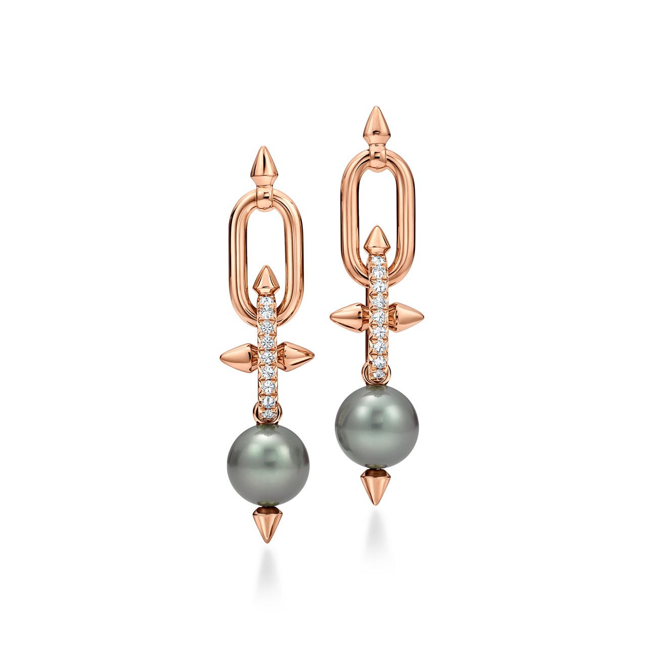 Tiffany Titan by Pharrell Williams:Tahitian Pearl Earrings in Gold with Diamonds image number 0