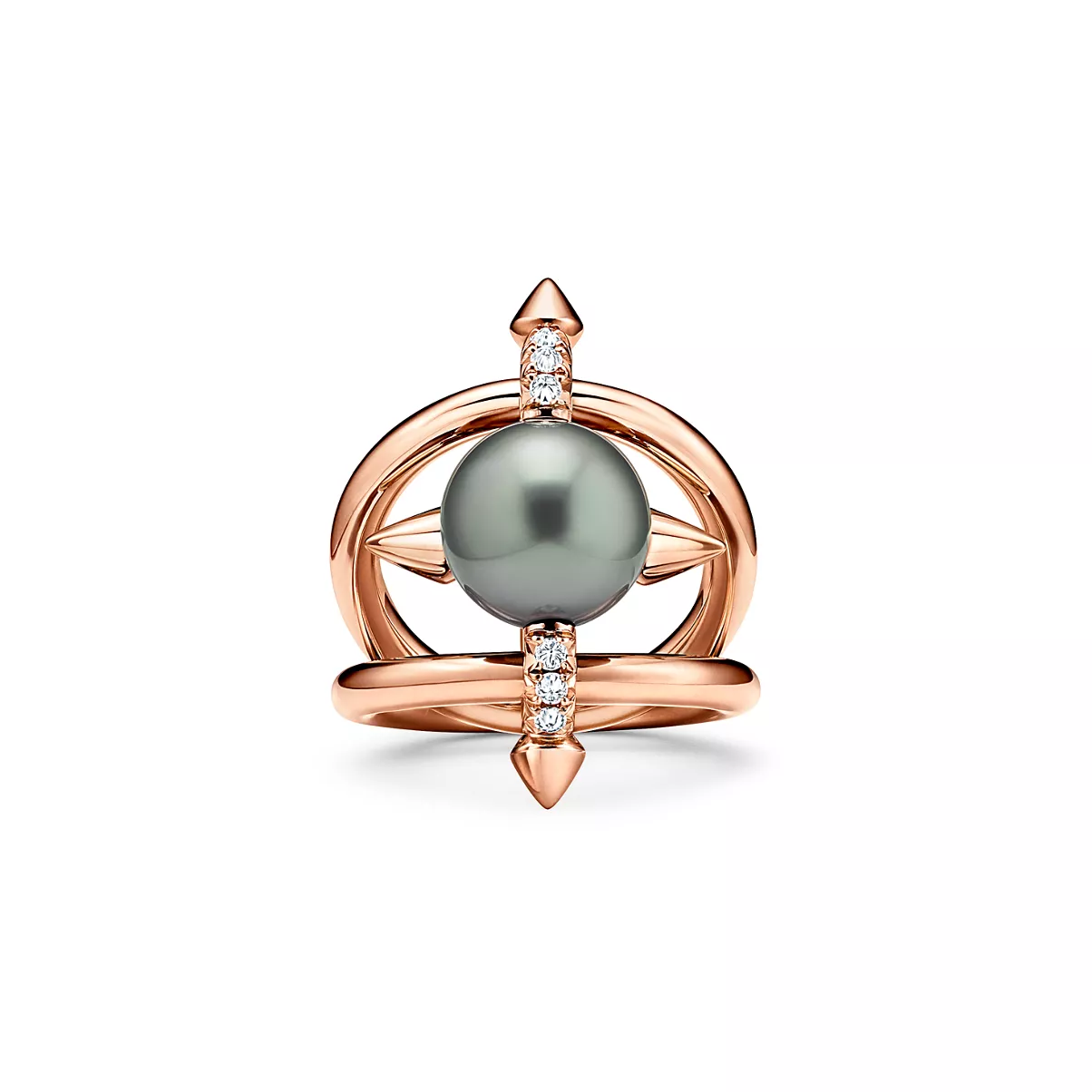 Tahitian Pearl Ring in Gold with Diamonds