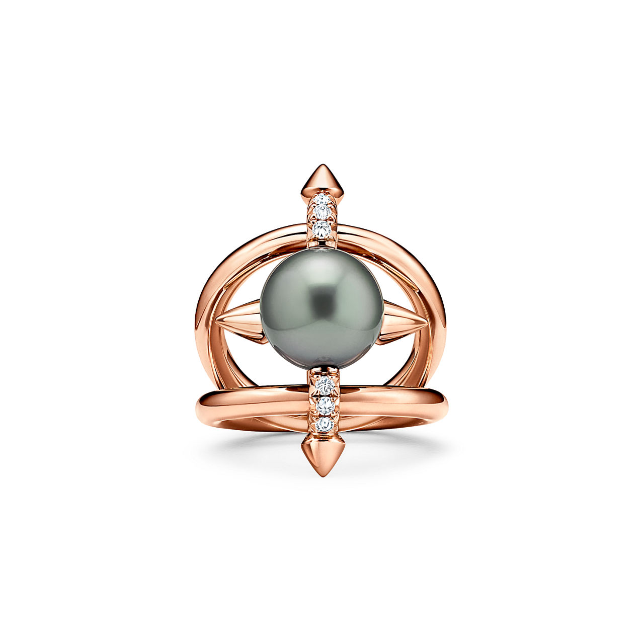 Tahitian Pearl Ring in Gold with Diamonds