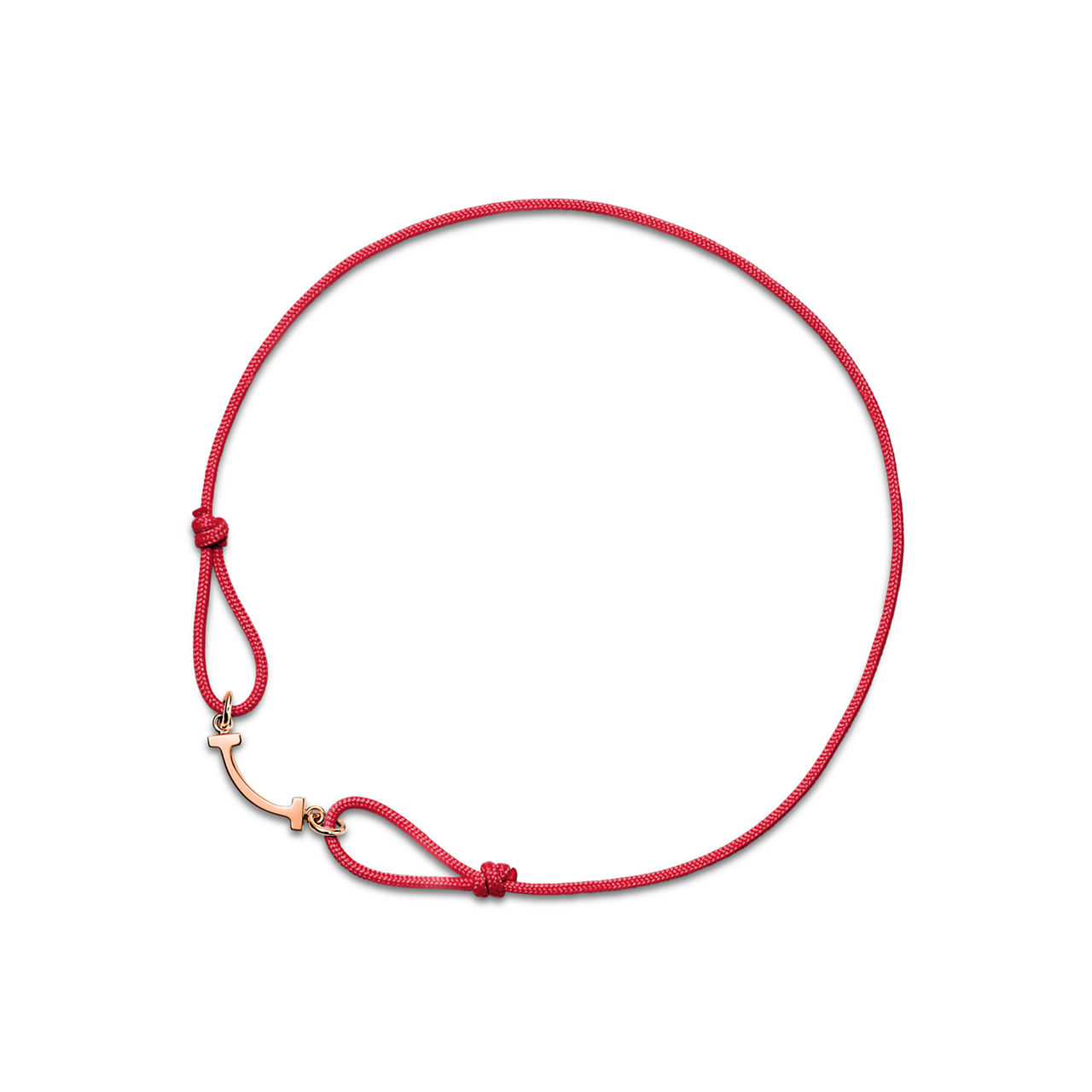 Tiffany T:Smile Bracelet in Rose Gold on a Red Cord image number 0