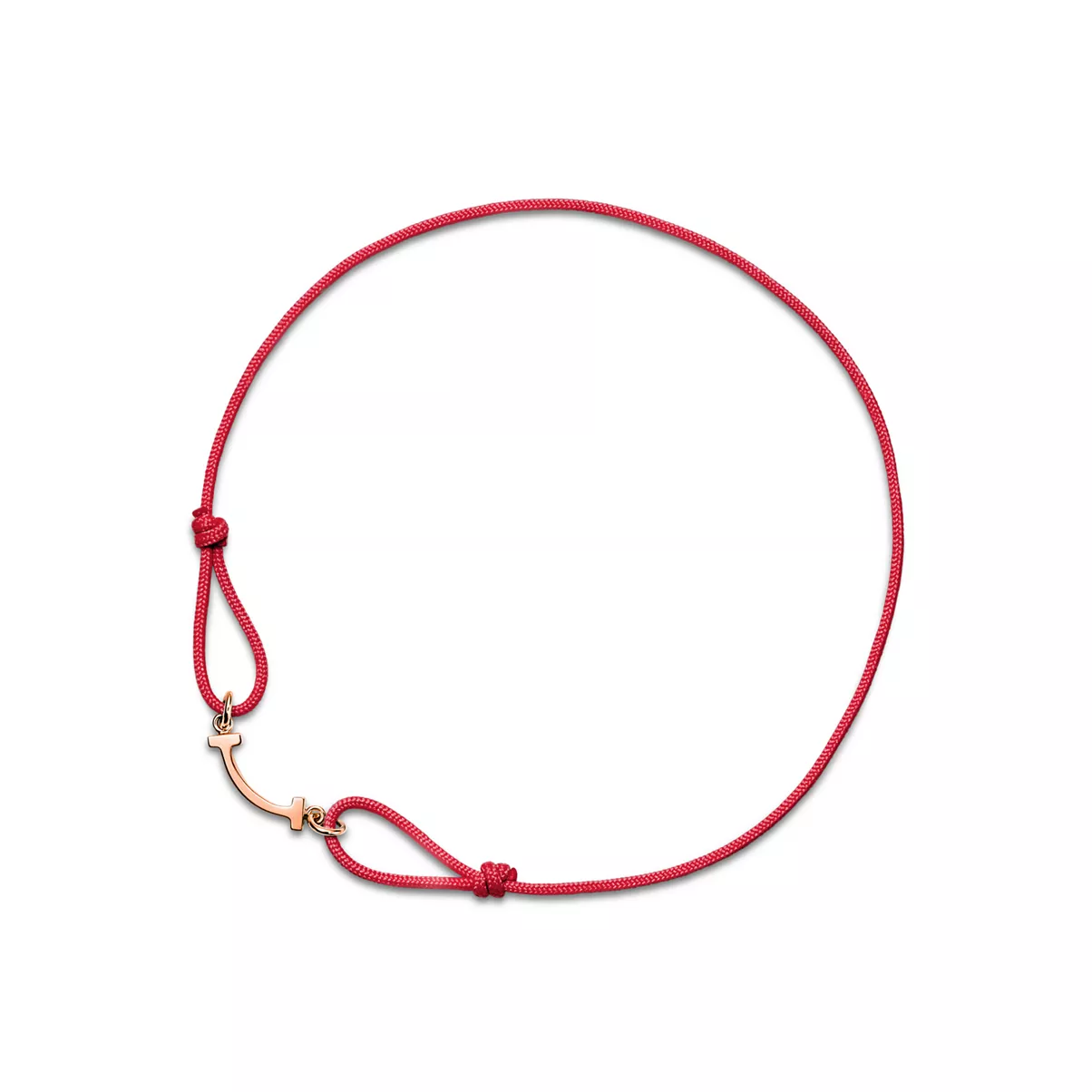 Smile Bracelet in Rose Gold on a Red Cord