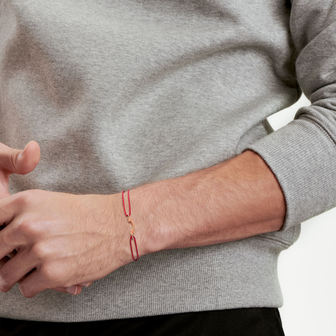 Tiffany T:Smile Bracelet in Rose Gold on a Red Cord image number 2