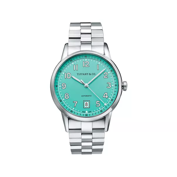 3-Zeiger-Uhr, 40 mm aus Edelstahl, Zifferblatt in Tiffany Blue®