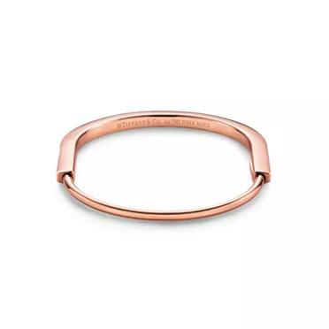 Tiffany Lock:Bracelet jonc &eacute;troit en or rose 18 carats et saphirs roses, 3