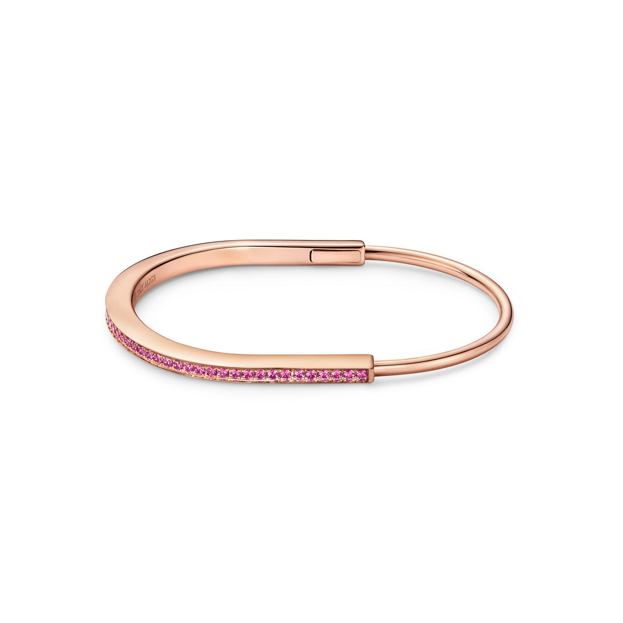 Schmaler Armreif in Roségold mit rosa Saphiren