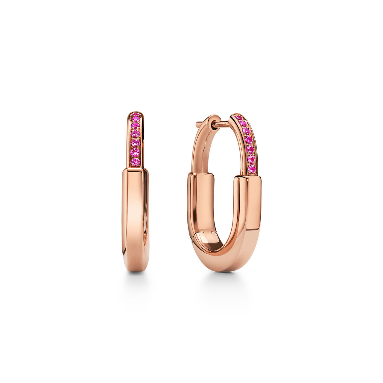 Tiffany Lock:Small Earrings in Rose Gold with Pink Sapphires image number 0