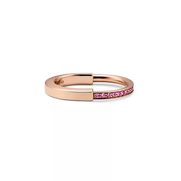 Bague en or rose et saphirs roses. Small.