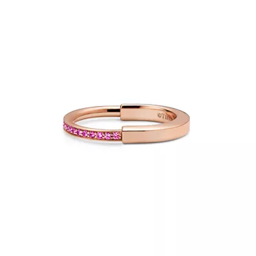 Tiffany Lock:Anillo peque&ntilde;o de oro rosa con zafiros rosas, 3