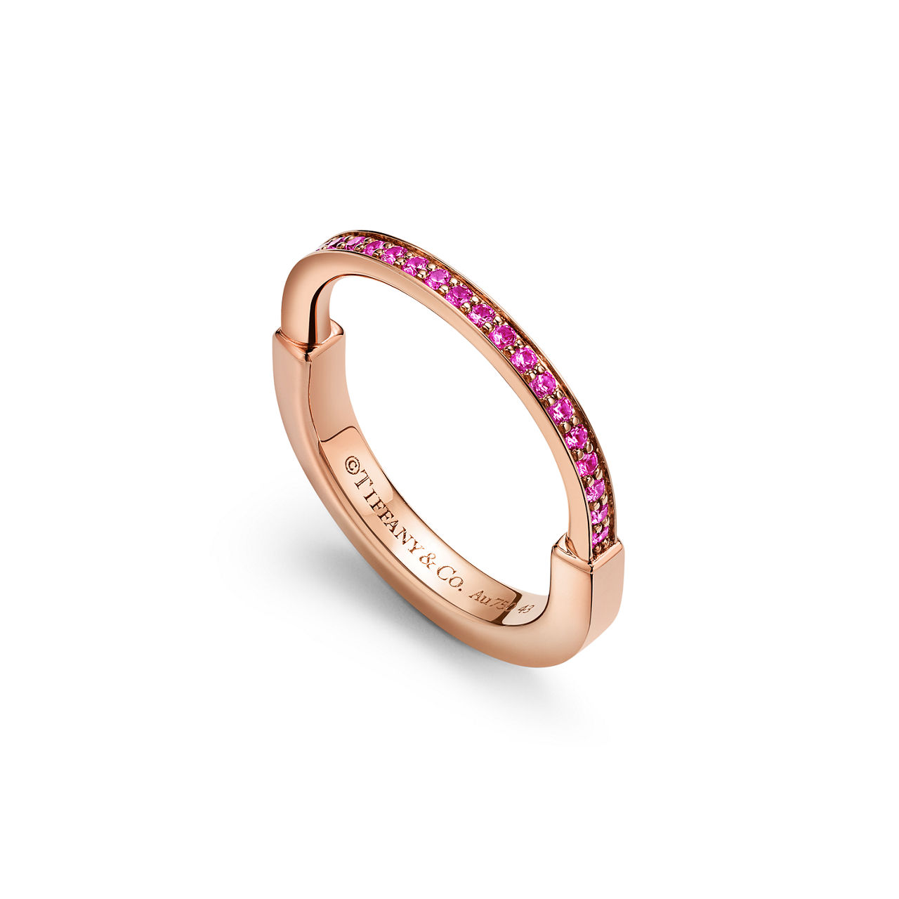 Tiffany Lock:Small Ring in Rose Gold with Pink Sapphires image number 2