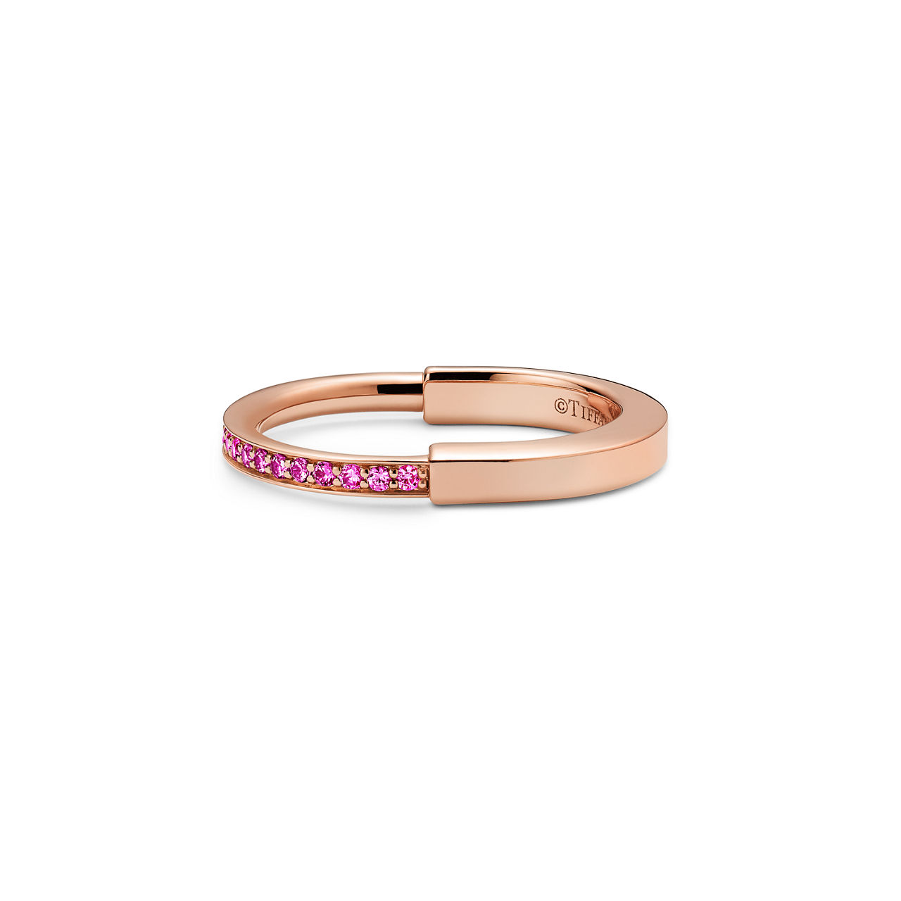 Tiffany Lock:Small Ring in Rose Gold with Pink Sapphires image number 3