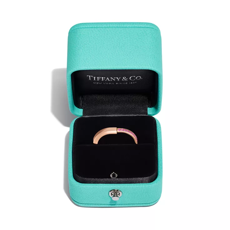 Tiffany Lock:Small Ring in Rose Gold with Pink Sapphires, 4