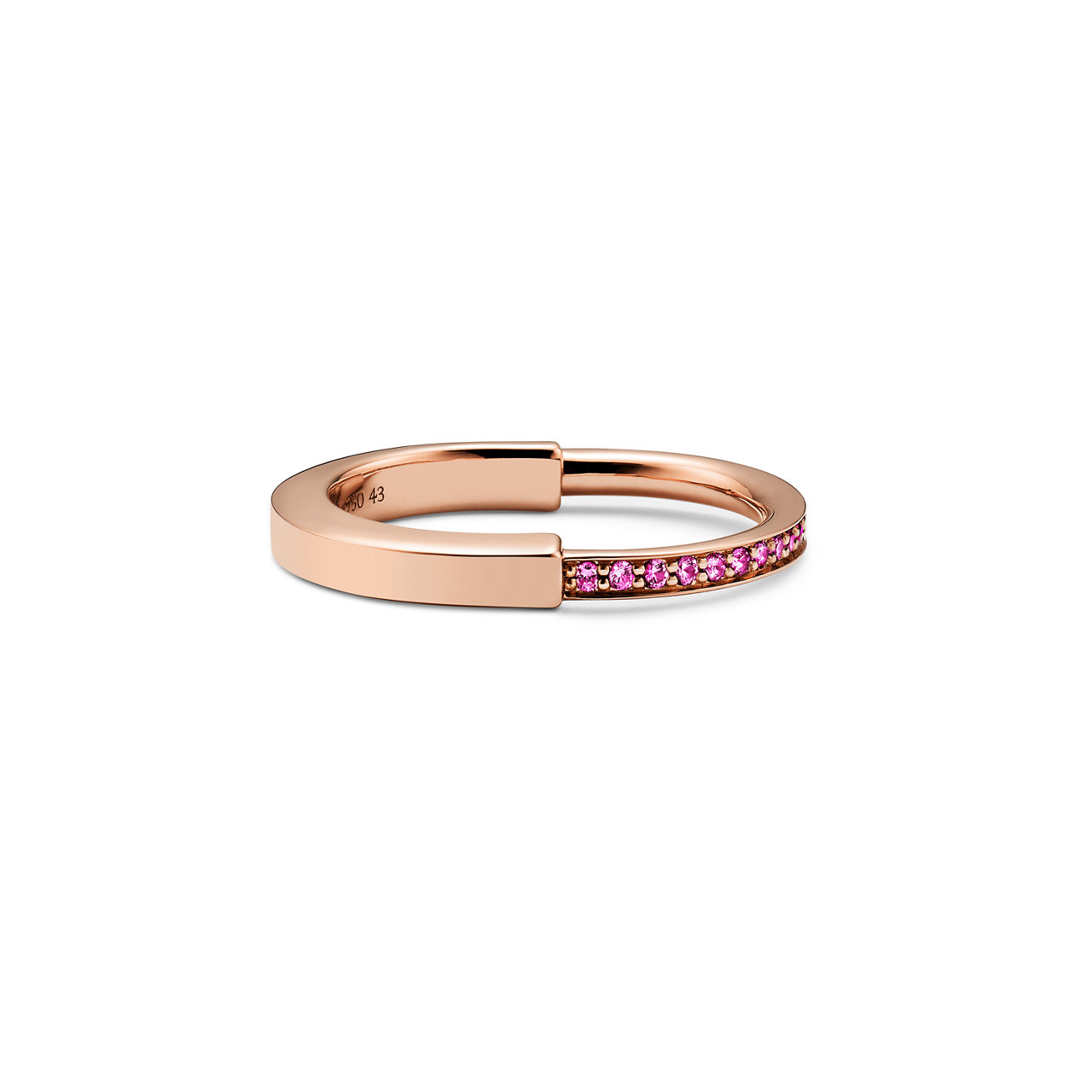 Tiffany Lock:Small Ring in Rose Gold with Pink Sapphires image number 0