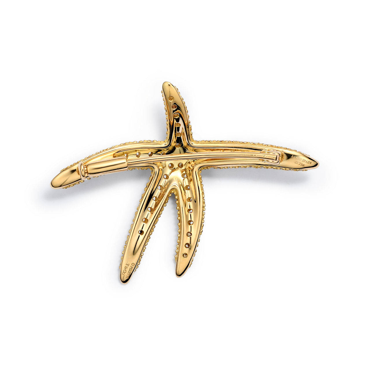 Elsa Peretti®:Starfish Brooch in Yellow Gold with Pavé Diamonds image number 3