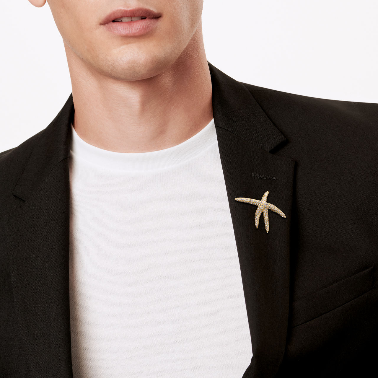Elsa Peretti®:Starfish Brooch in Yellow Gold with Pavé Diamonds image number 2