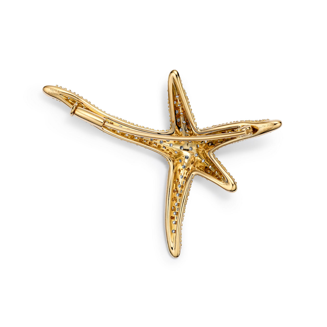 Elsa Peretti®:Starfish Brooch in Yellow Gold with Pavé Diamonds image number 3