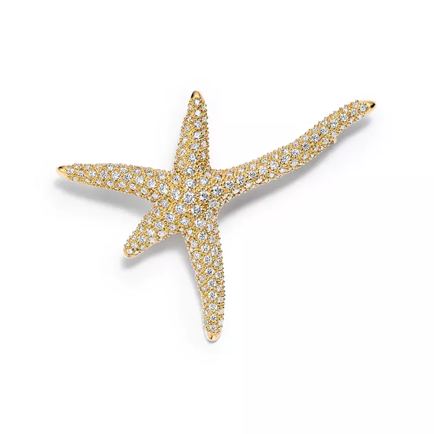 Elsa Peretti®:Starfish Brooch in Yellow Gold with Pavé Diamonds image number 0