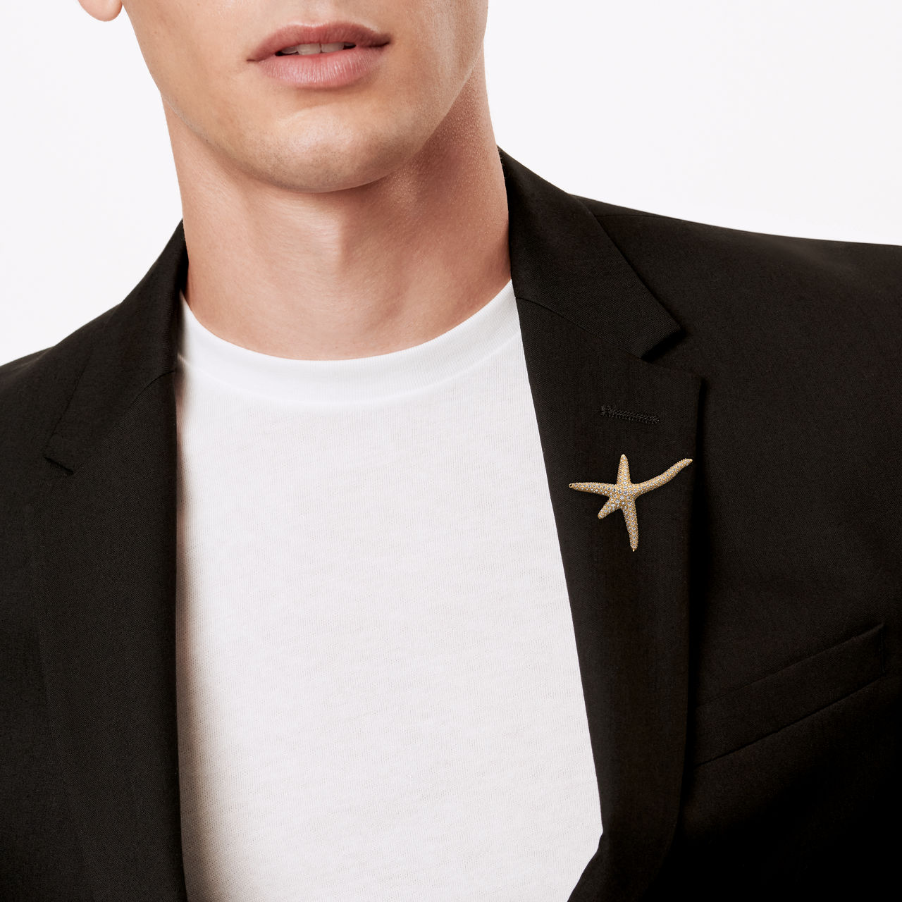 Elsa Peretti®:Starfish Brooch in Yellow Gold with Pavé Diamonds image number 2