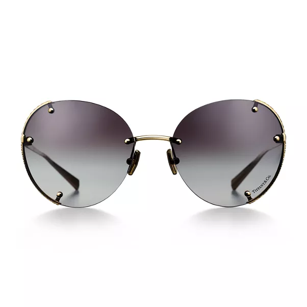 Sunglasses in Gold-plated Metal with Gray Gradient Lenses