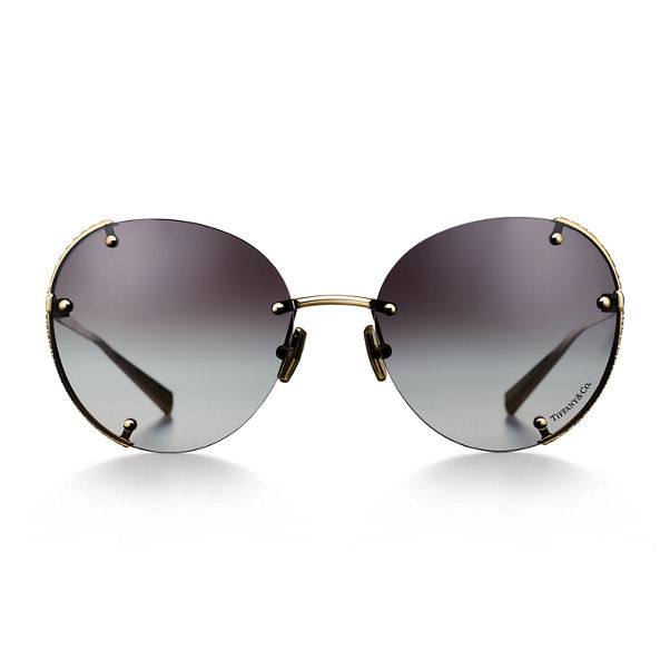 Tiffany T:Sunglasses in Gold-plated Metal with Grey Gradient Lenses