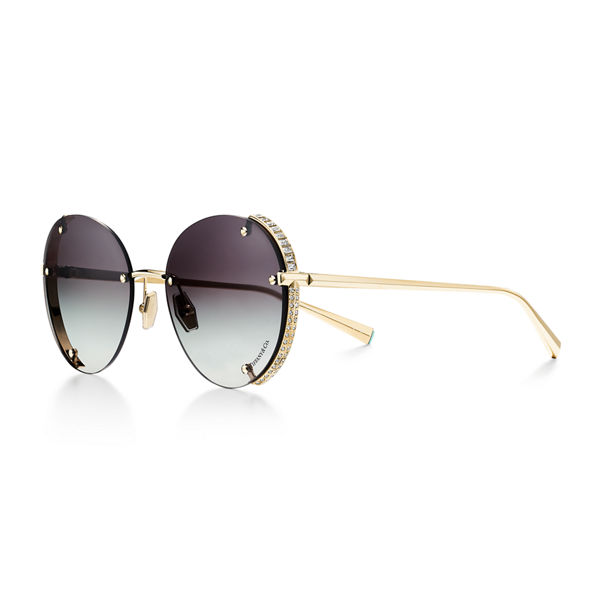 Tiffany T:Sunglasses in Gold-plated Metal with Grey Gradient Lenses