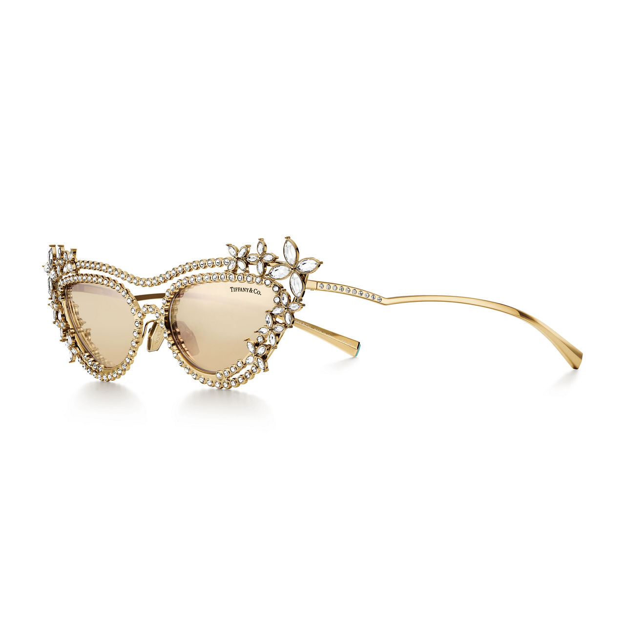 Sunglasses in Gold-plated Metal with Mirrored Lenses