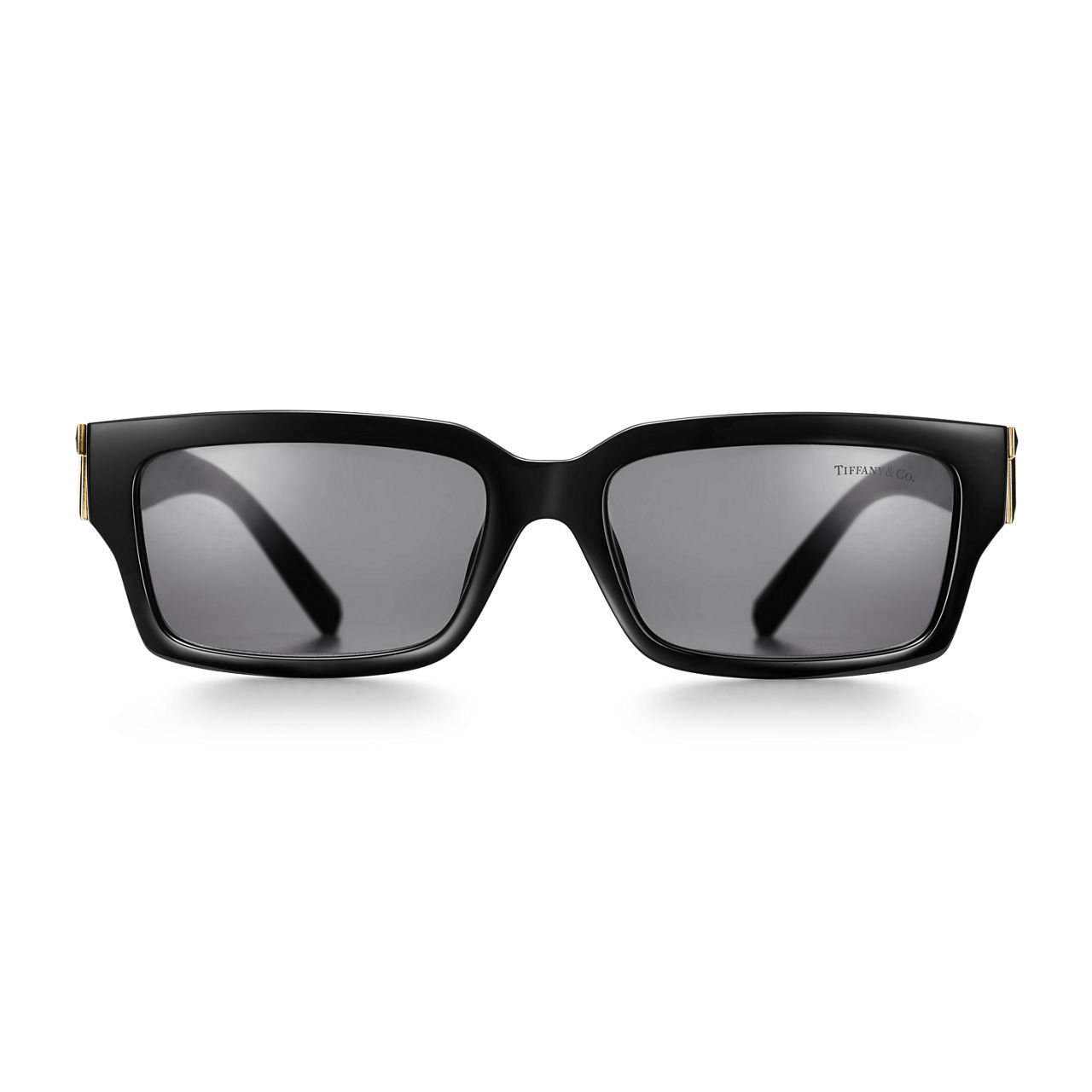 Sonnenbrille aus schwarzem Acetat mit dunkelgrauen Gläsern