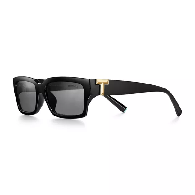 Tiffany T:Sunglasses in Black Acetate with Dark Gray Lenses image number 0