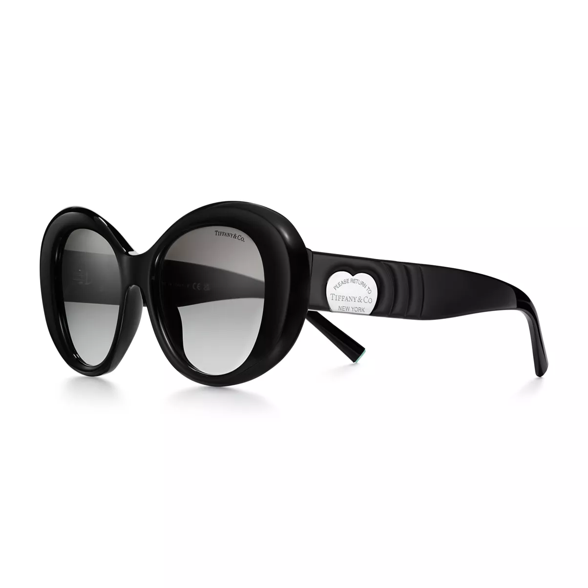 Sonnenbrille aus schwarzem Acetat mit grauen Gl&auml;sern