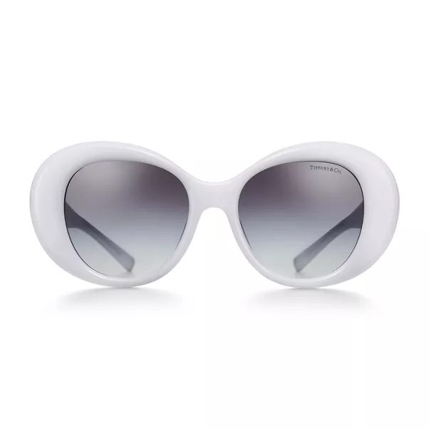 Solaires en acétate blanc opale et verres gris