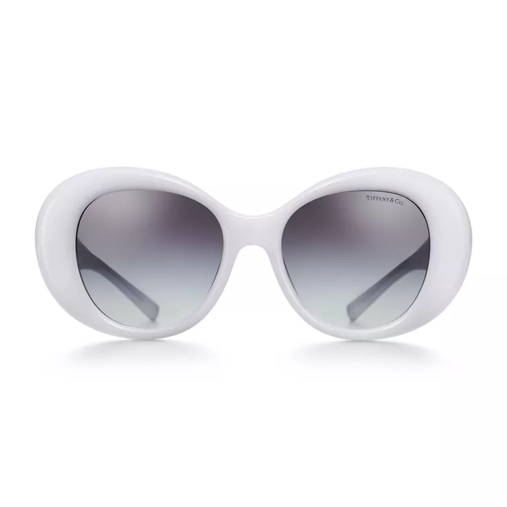 Return to Tiffany®:Sunglasses in Opal White Acetate with Gray Lenses, 1