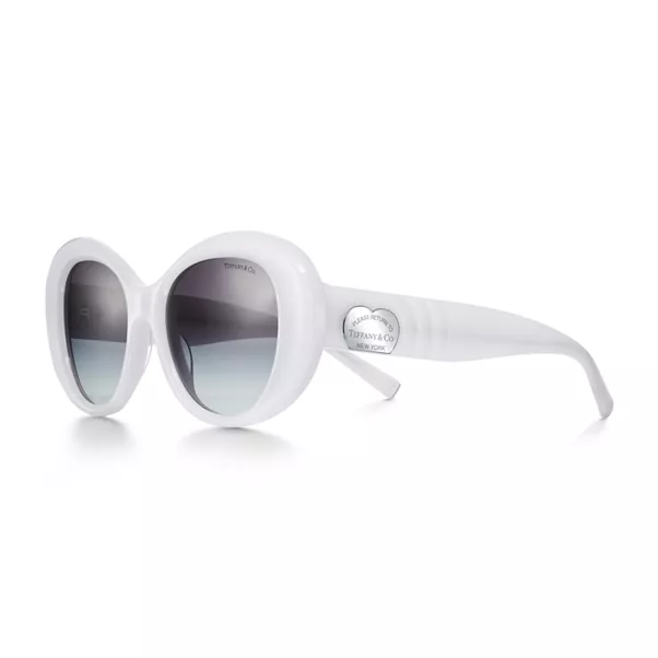 Solaires en acétate blanc opale et verres gris