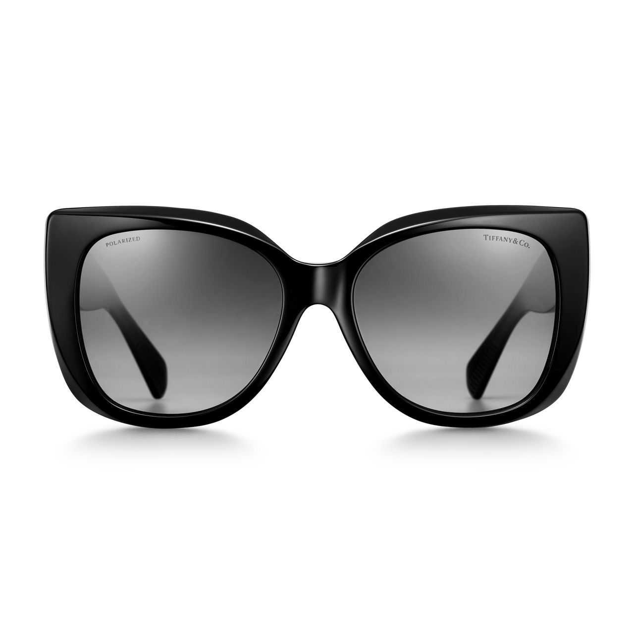Tiffany Eyewear:Gafas de sol de acetato negro con cristales polarizados de color gris degradado imagen número 2