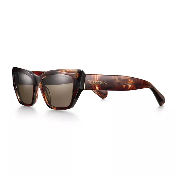 Occhiali da sole in acetato tartarugato con lenti marrone chiaro