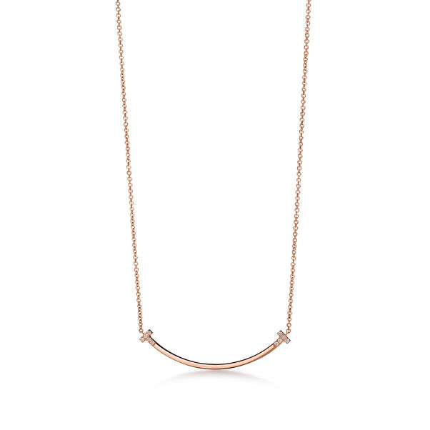 Tiffany T:Smile Small Pendant in Rose Gold with Diamonds