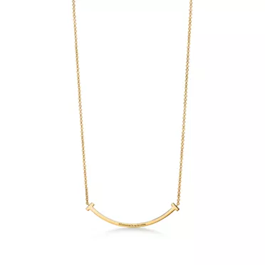 Tiffany T:Smile Small Pendant in Yellow Gold with Diamonds, 3