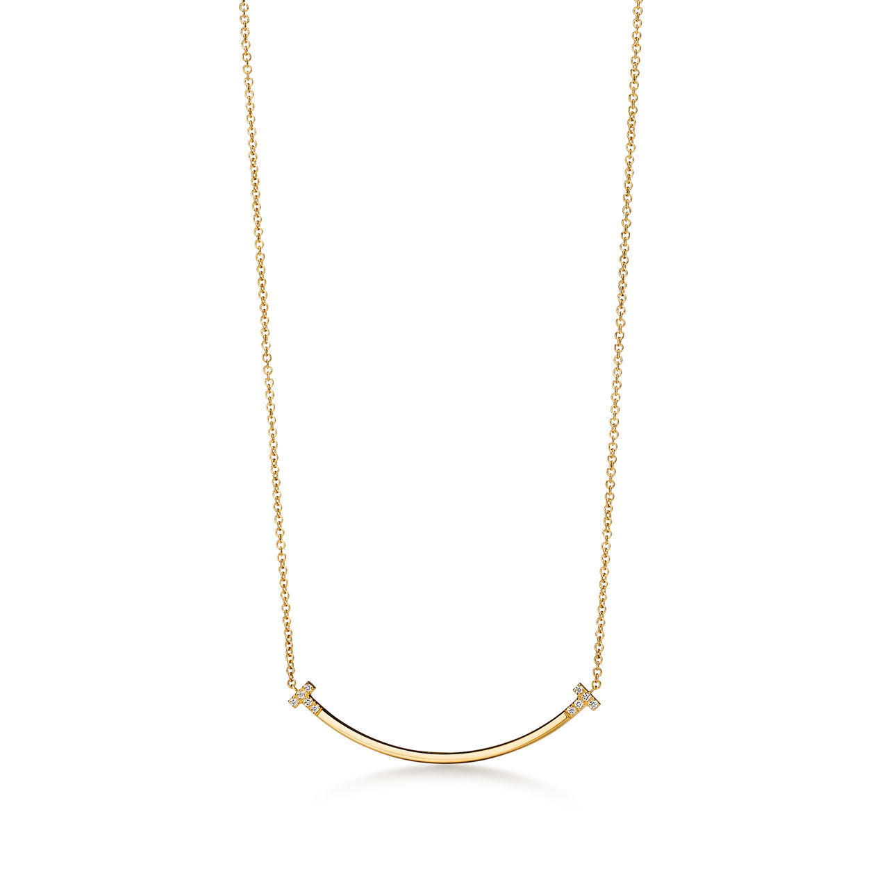 Tiffany T:Smile Small Pendant in Yellow Gold with Diamonds image number 0