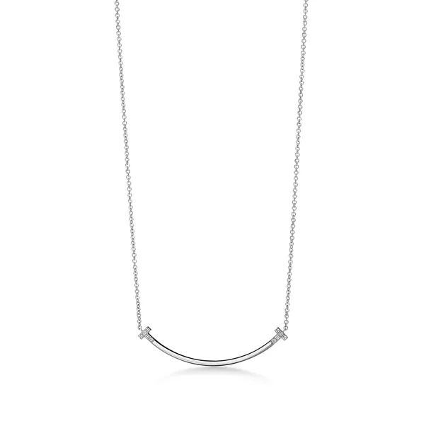 Pendente Smile in oro bianco con diamanti, piccolo