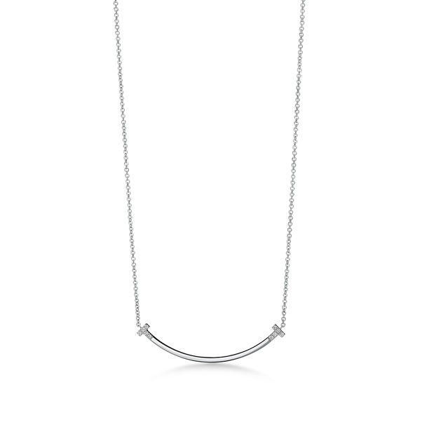 Tiffany T:Smile Small Pendant in White Gold with Diamonds