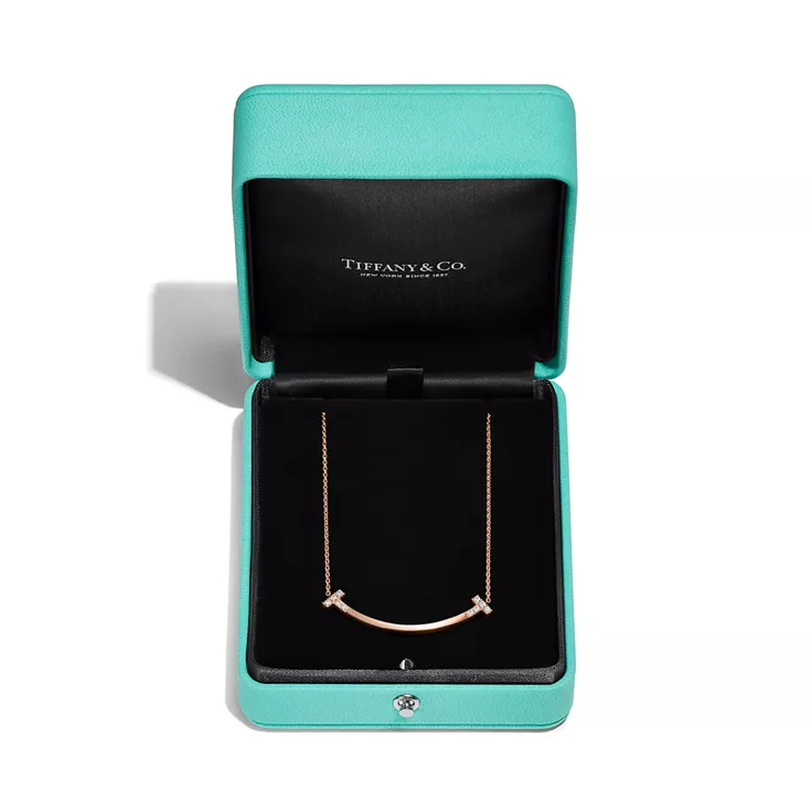 Tiffany T:Colgante Smile mediano de oro rosa con diamantes, 6