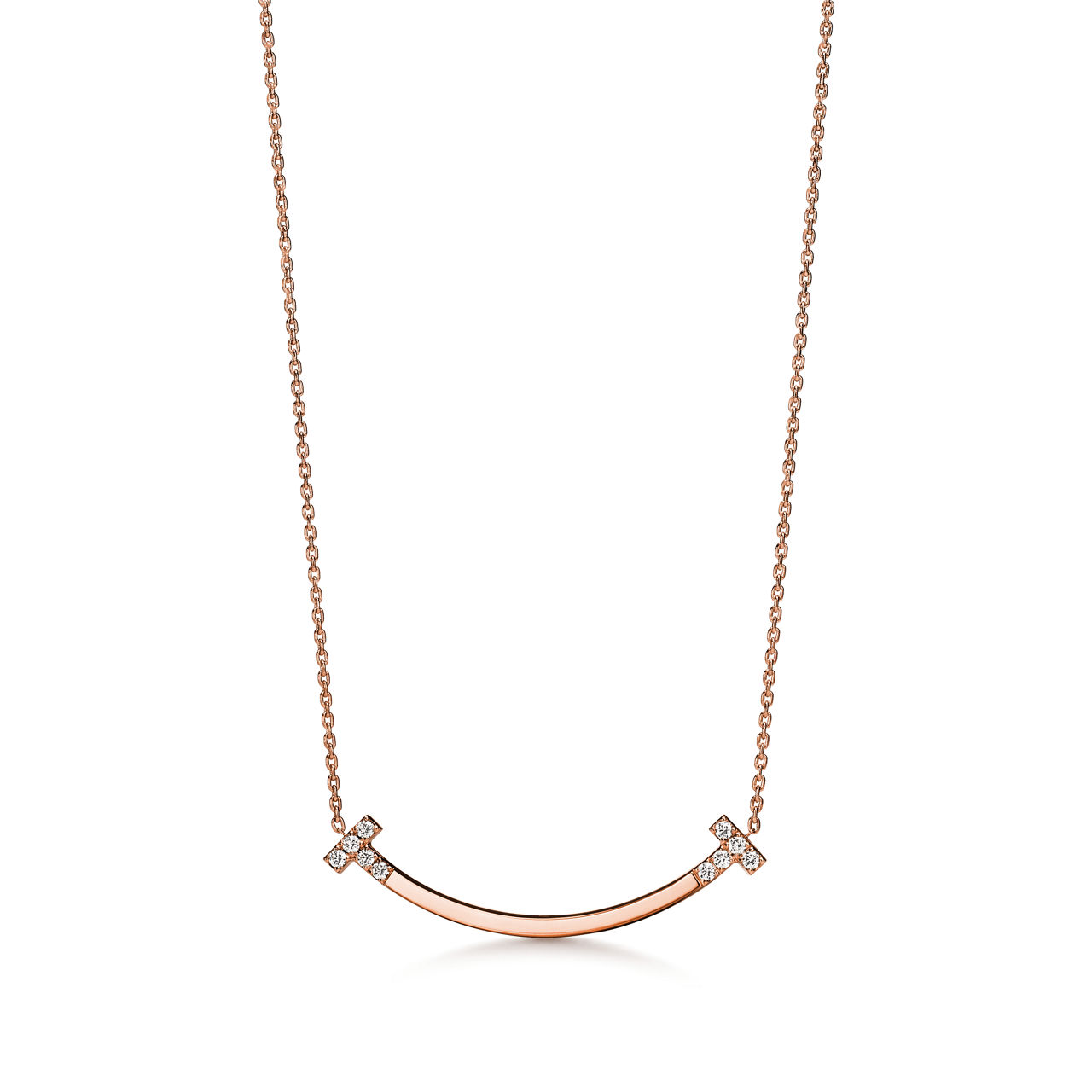 Smile Medium Pendant in Rose Gold with Diamonds