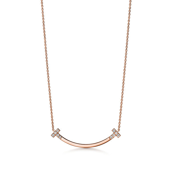 Tiffany T:Smile Medium Pendant in Rose Gold with Diamonds