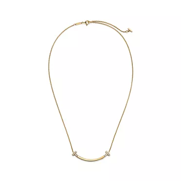 Tiffany T:Smile Medium Pendant in Yellow Gold with Diamonds, 3