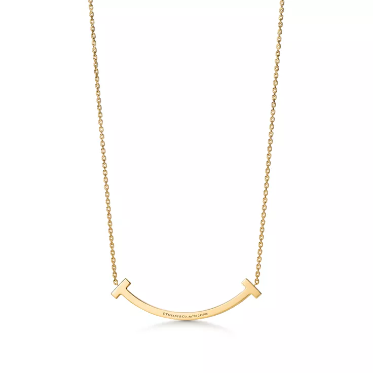 Tiffany T:Smile Medium Pendant in Yellow Gold with Diamonds, 4
